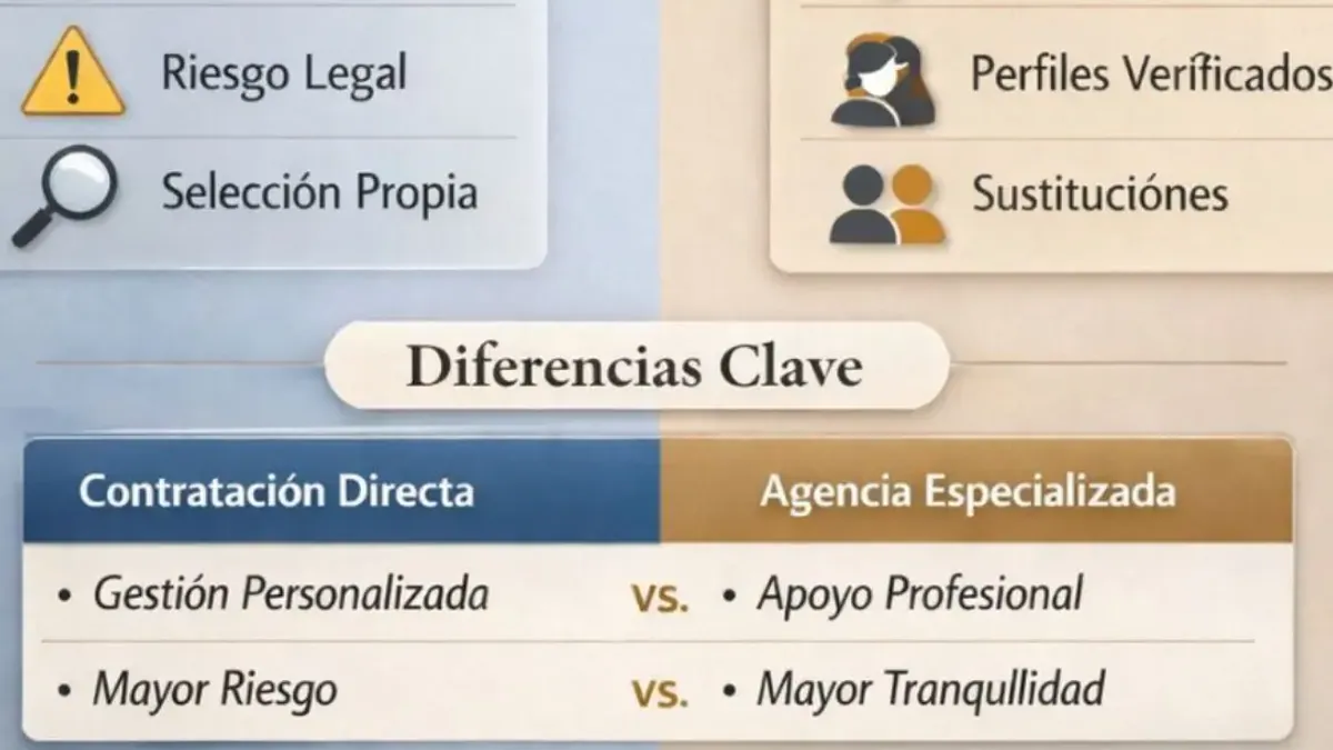 ¿Qué diferencia hay entre contratar a una empleada de hogar directamente o a través de una agencia?