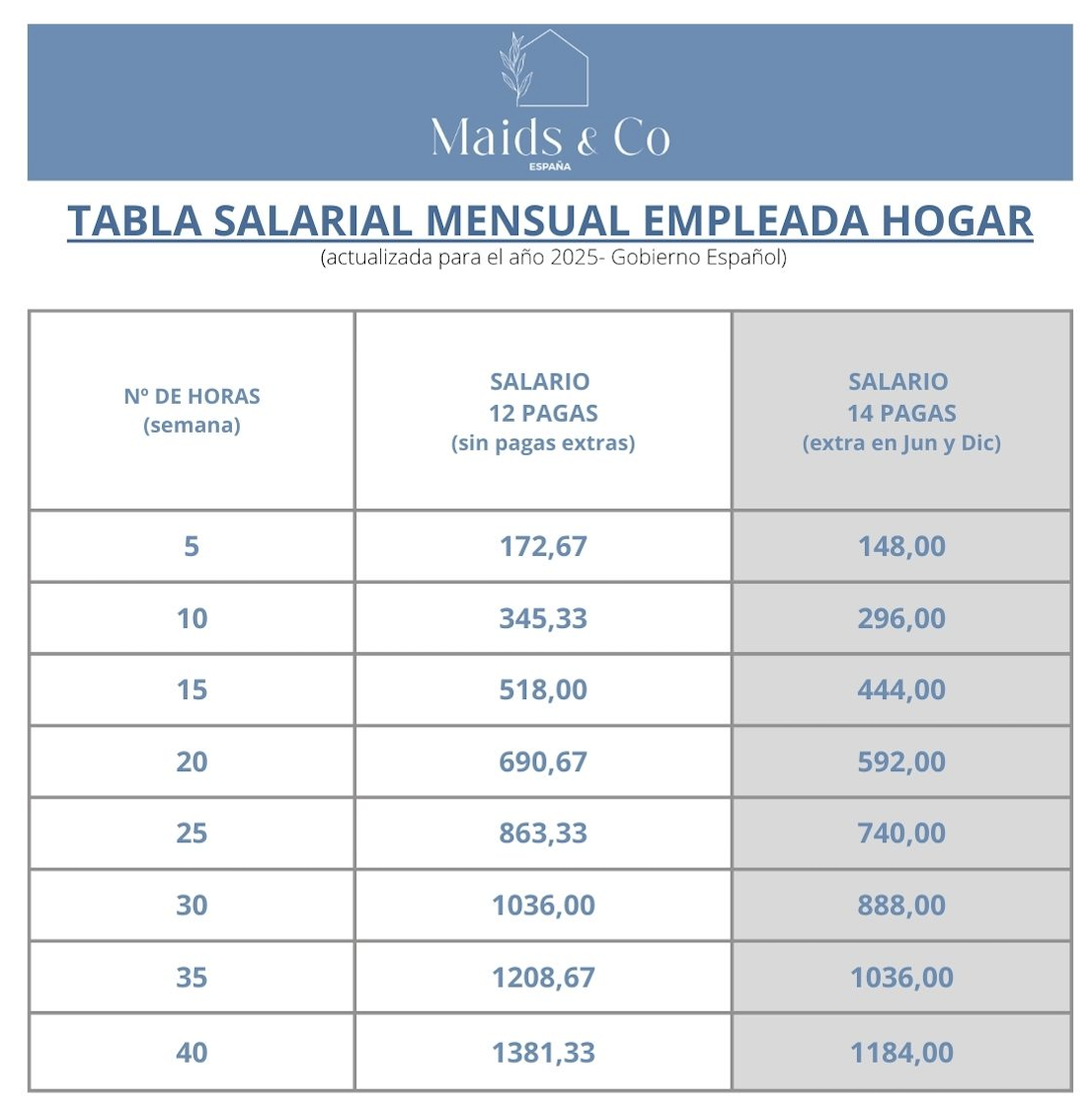 tabla salarial empleada de hogar 2025